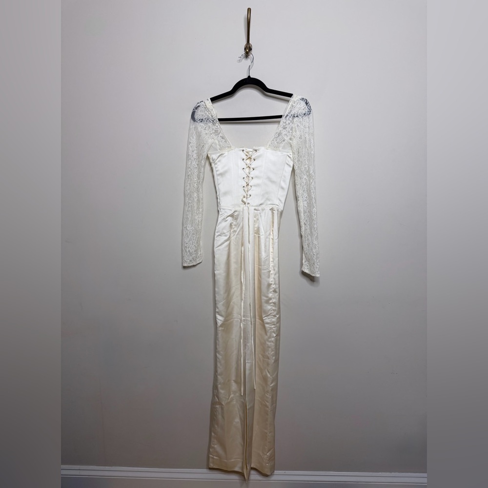 House of CB Perdi Vintage Ivory Satin Maxi Dress - Picture 12 of 13